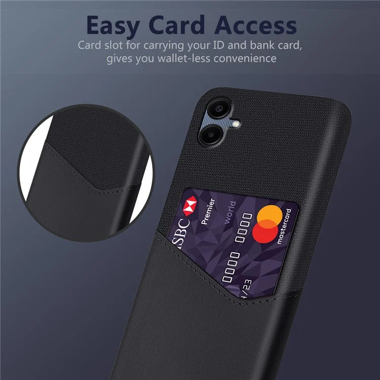 For Samsung Galaxy A06 Case Cloth Texture PU Leather Hard PC Card Slot Phone Cover