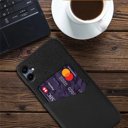 For Samsung Galaxy A06 Case Cloth Texture PU Leather Hard PC Card Slot Phone Cover