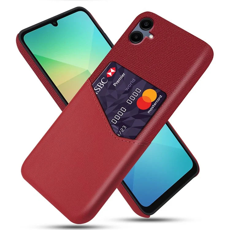 For Samsung Galaxy A06 Case Cloth Texture PU Leather Hard PC Card Slot Phone Cover