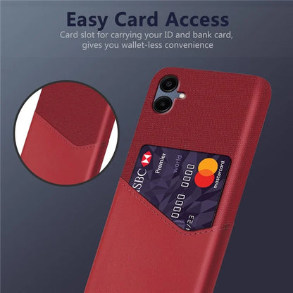 For Samsung Galaxy A06 Case Cloth Texture PU Leather Hard PC Card Slot Phone Cover