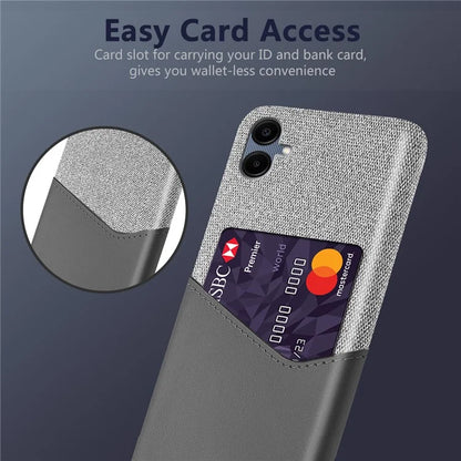 For Samsung Galaxy A06 Case Cloth Texture PU Leather Hard PC Card Slot Phone Cover