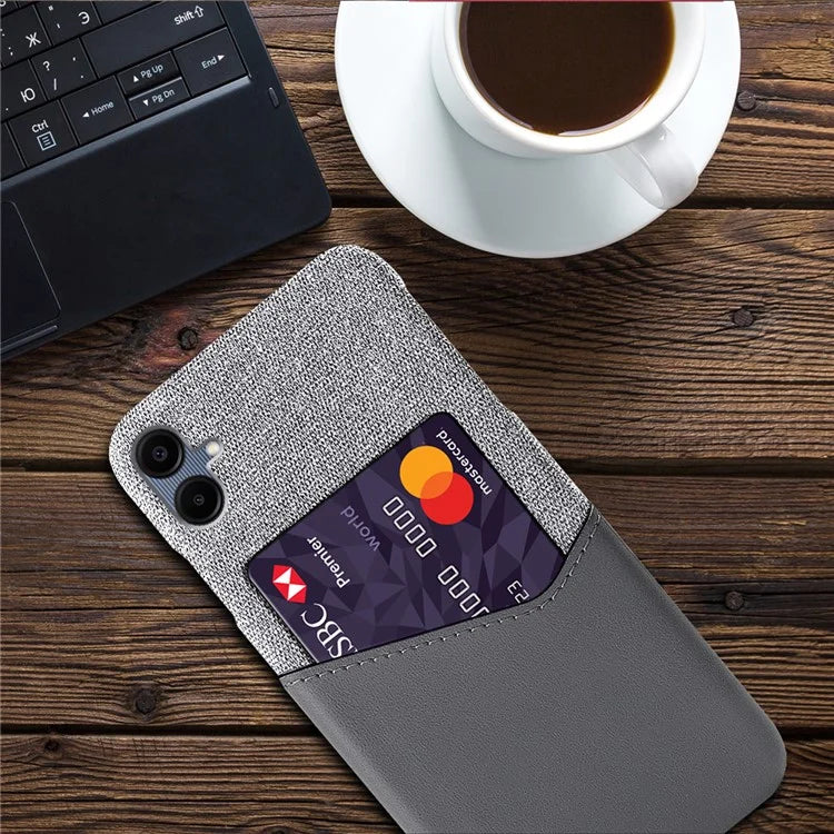 For Samsung Galaxy A06 Case Cloth Texture PU Leather Hard PC Card Slot Phone Cover