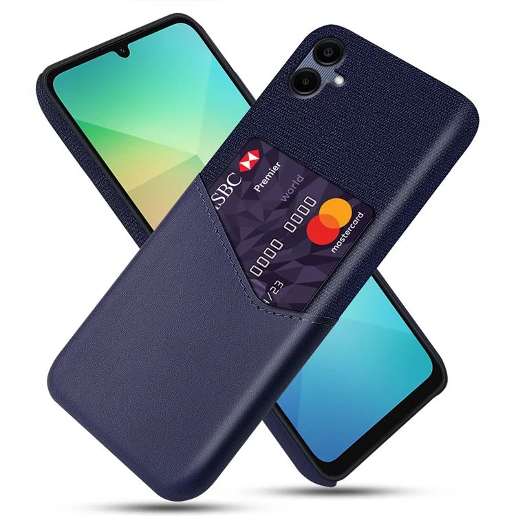For Samsung Galaxy A06 Case Cloth Texture PU Leather Hard PC Card Slot Phone Cover