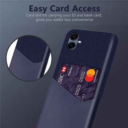 For Samsung Galaxy A06 Case Cloth Texture PU Leather Hard PC Card Slot Phone Cover