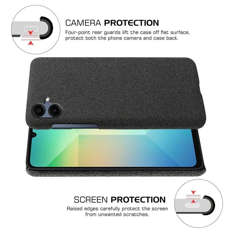 For Samsung Galaxy A06 Case Cloth Texture Anti-Scratch Protective PC Phone Cover