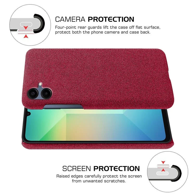 For Samsung Galaxy A06 Case Cloth Texture Anti-Scratch Protective PC Phone Cover