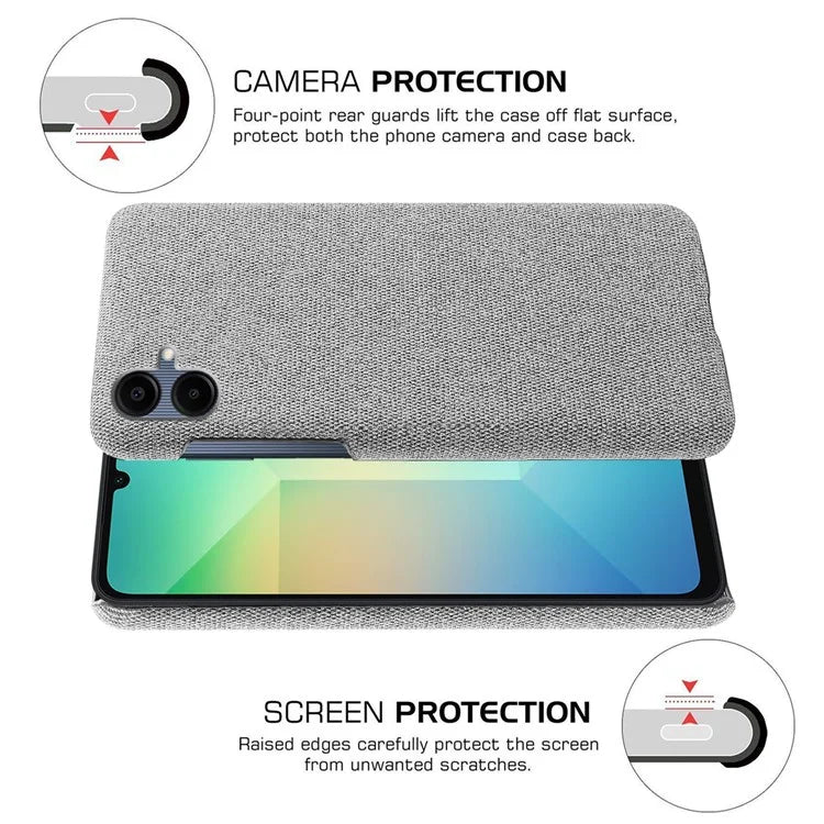 For Samsung Galaxy A06 Case Cloth Texture Anti-Scratch Protective PC Phone Cover