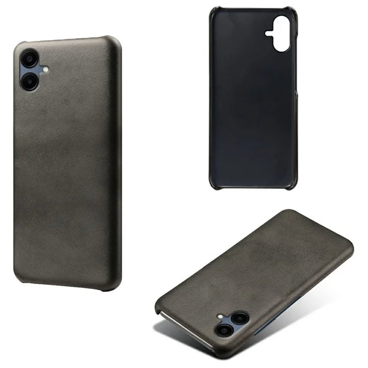 For Samsung Galaxy A06 Case Calf Texture PU Leather Hard PC Protective Phone Cover