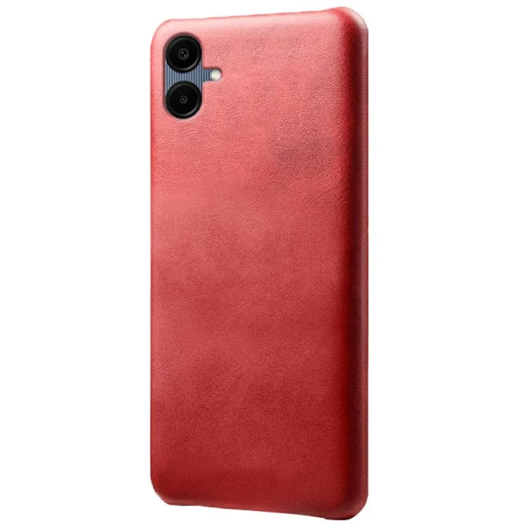 For Samsung Galaxy A06 Case Calf Texture PU Leather Hard PC Protective Phone Cover