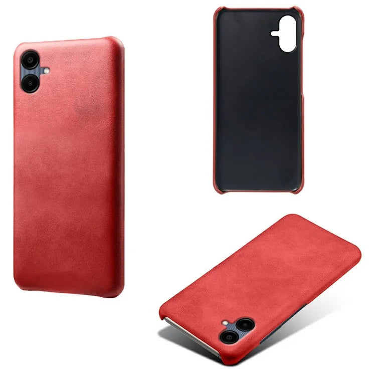 For Samsung Galaxy A06 Case Calf Texture PU Leather Hard PC Protective Phone Cover