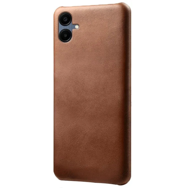 For Samsung Galaxy A06 Case Calf Texture PU Leather Hard PC Protective Phone Cover