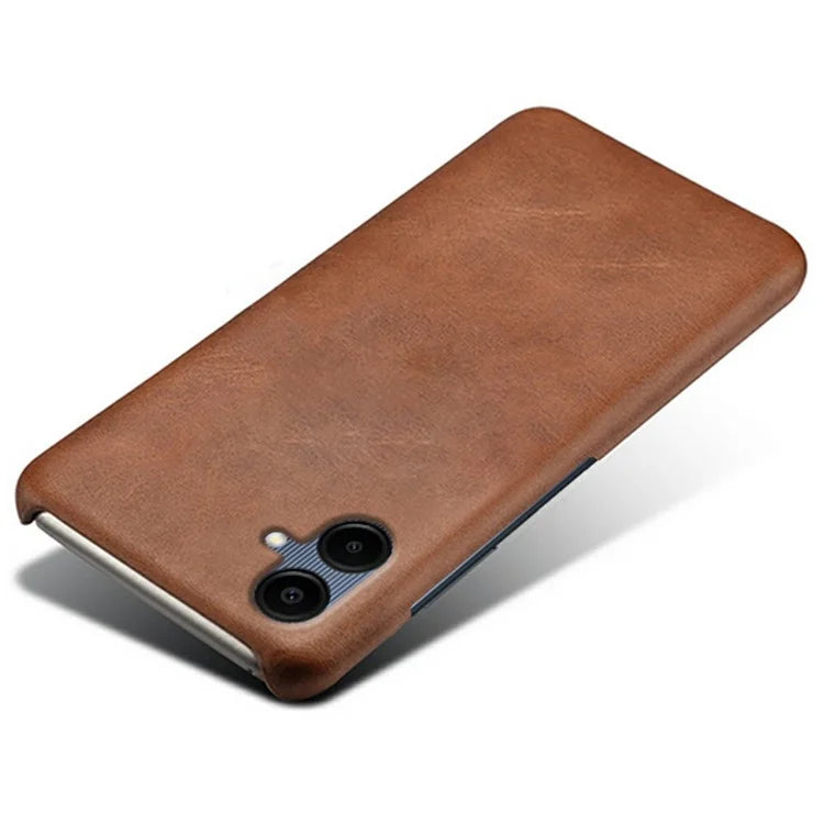 For Samsung Galaxy A06 Case Calf Texture PU Leather Hard PC Protective Phone Cover