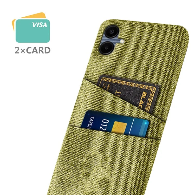 For Samsung Galaxy A06 Case Cloth + Hard PC Phone Cover with Dual Card Slots