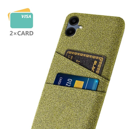 For Samsung Galaxy A06 Case Cloth + Hard PC Phone Cover with Dual Card Slots