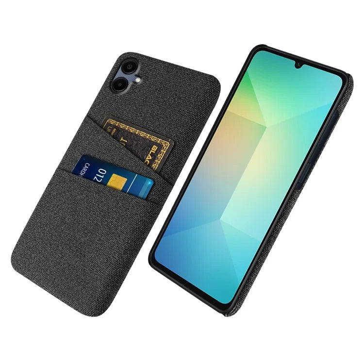 For Samsung Galaxy A06 Case Cloth + Hard PC Phone Cover with Dual Card Slots