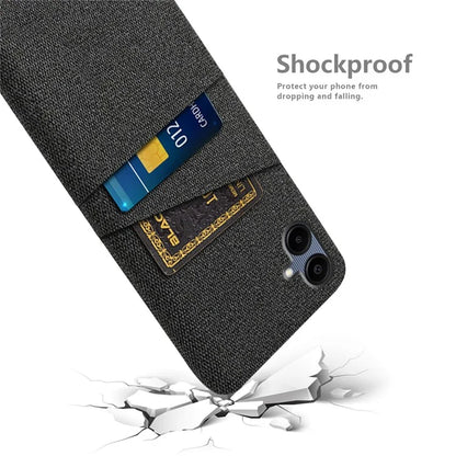 For Samsung Galaxy A06 Case Cloth + Hard PC Phone Cover with Dual Card Slots