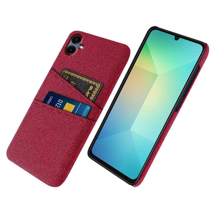 For Samsung Galaxy A06 Case Cloth + Hard PC Phone Cover with Dual Card Slots