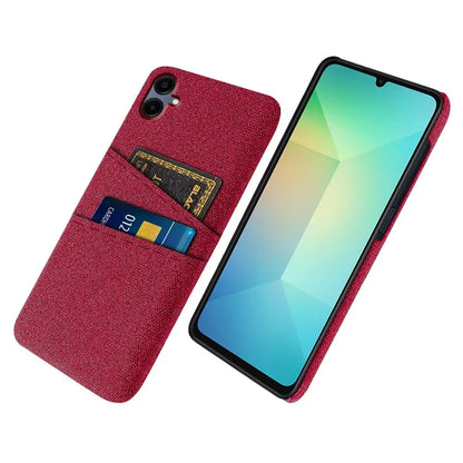 For Samsung Galaxy A06 Case Cloth + Hard PC Phone Cover with Dual Card Slots