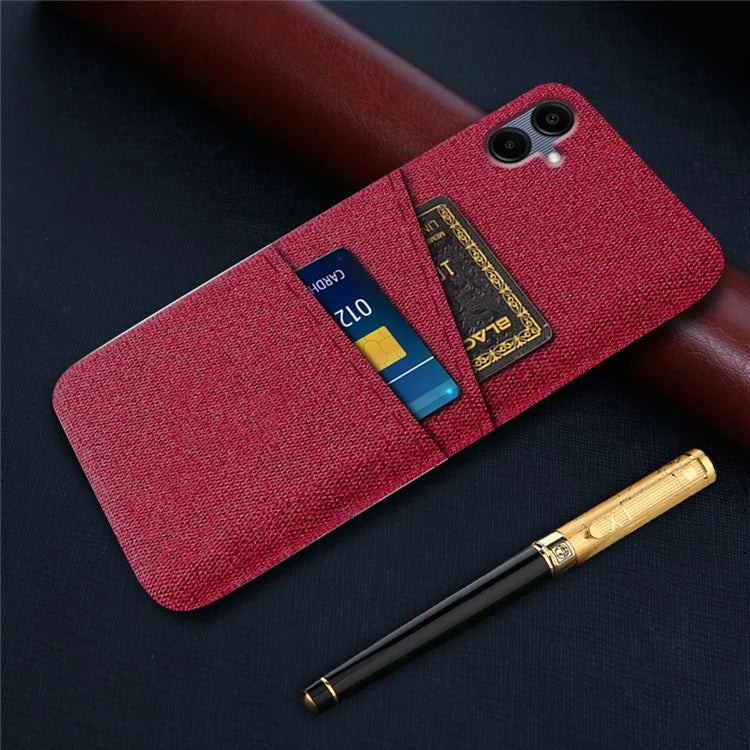 For Samsung Galaxy A06 Case Cloth + Hard PC Phone Cover with Dual Card Slots