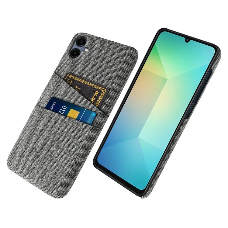 For Samsung Galaxy A06 Case Cloth + Hard PC Phone Cover with Dual Card Slots