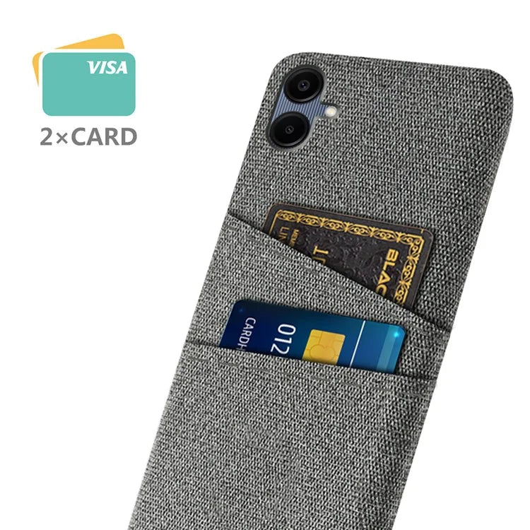 For Samsung Galaxy A06 Case Cloth + Hard PC Phone Cover with Dual Card Slots