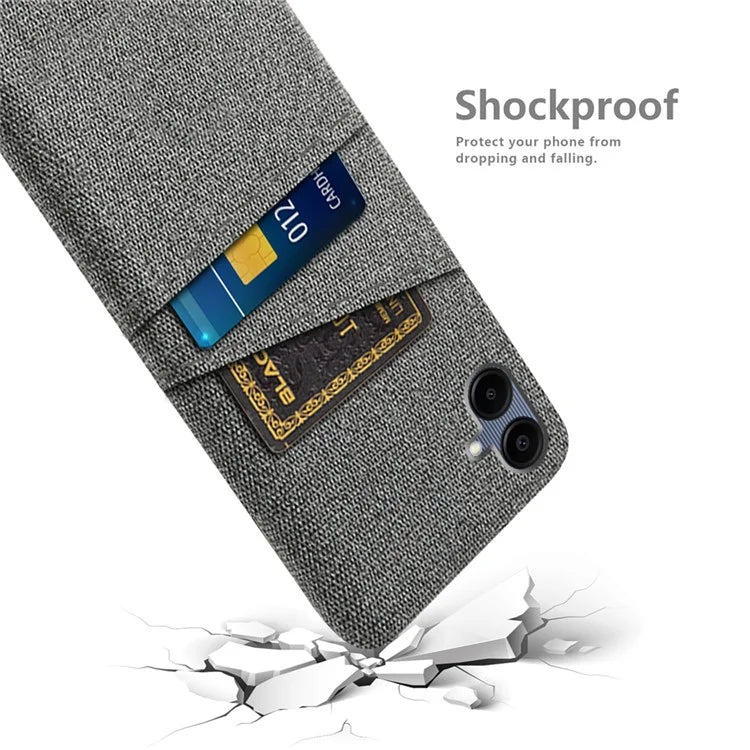For Samsung Galaxy A06 Case Cloth + Hard PC Phone Cover with Dual Card Slots