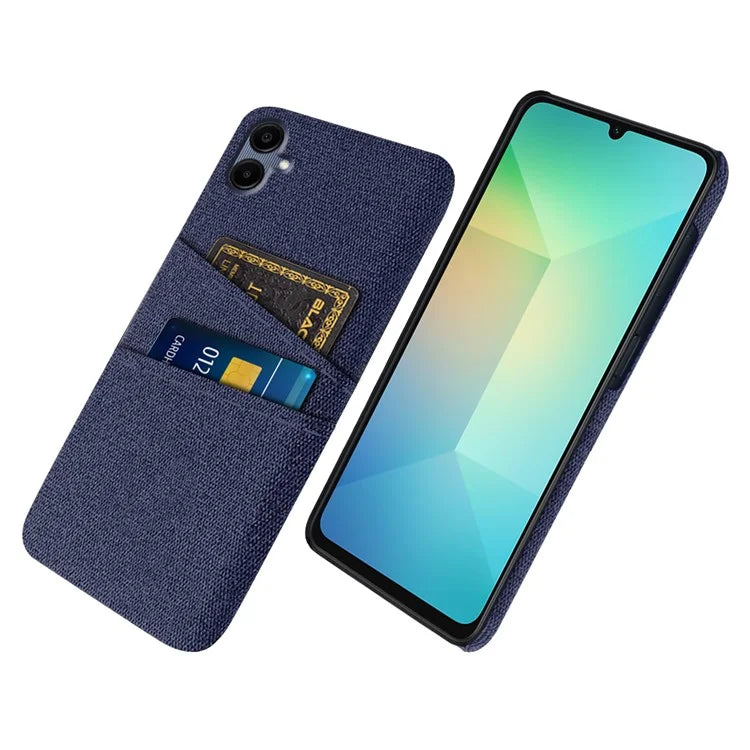 For Samsung Galaxy A06 Case Cloth + Hard PC Phone Cover with Dual Card Slots