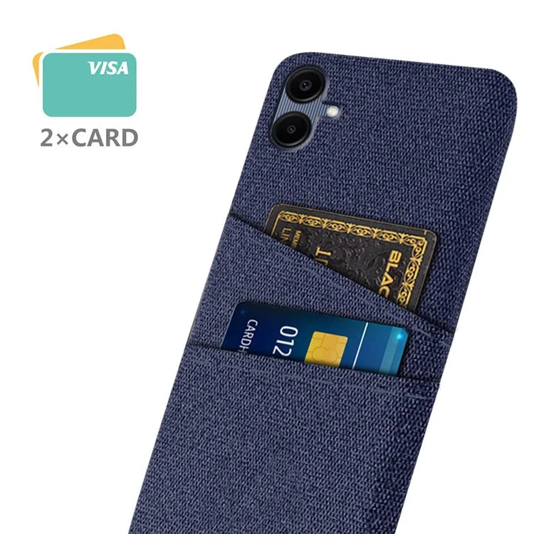 For Samsung Galaxy A06 Case Cloth + Hard PC Phone Cover with Dual Card Slots