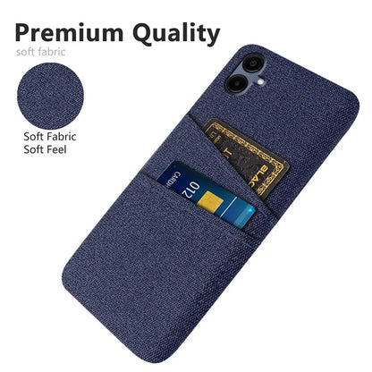 For Samsung Galaxy A06 Case Cloth + Hard PC Phone Cover with Dual Card Slots