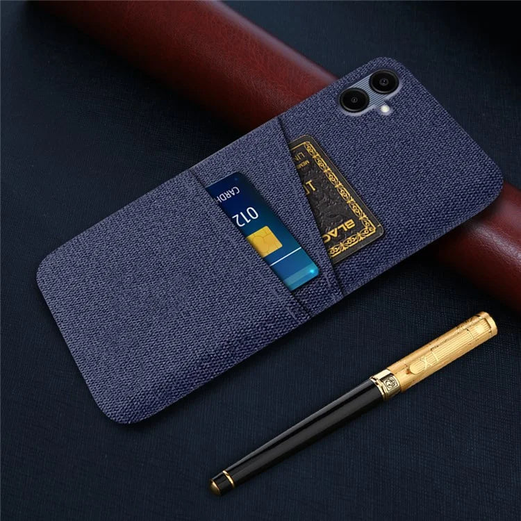 For Samsung Galaxy A06 Case Cloth + Hard PC Phone Cover with Dual Card Slots