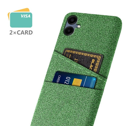 For Samsung Galaxy A06 Case Cloth + Hard PC Phone Cover with Dual Card Slots