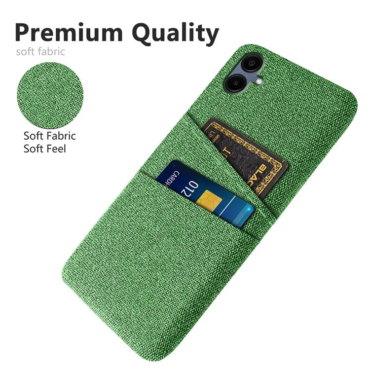 For Samsung Galaxy A06 Case Cloth + Hard PC Phone Cover with Dual Card Slots