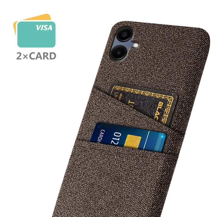 For Samsung Galaxy A06 Case Cloth + Hard PC Phone Cover with Dual Card Slots