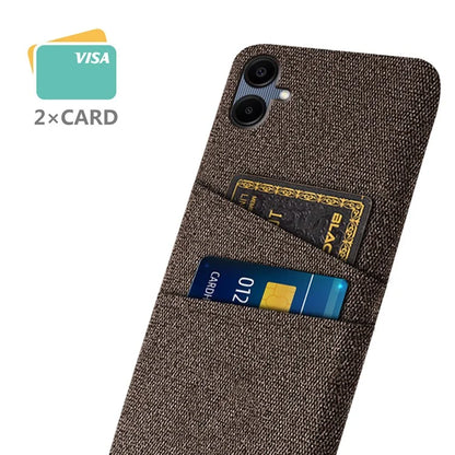 For Samsung Galaxy A06 Case Cloth + Hard PC Phone Cover with Dual Card Slots