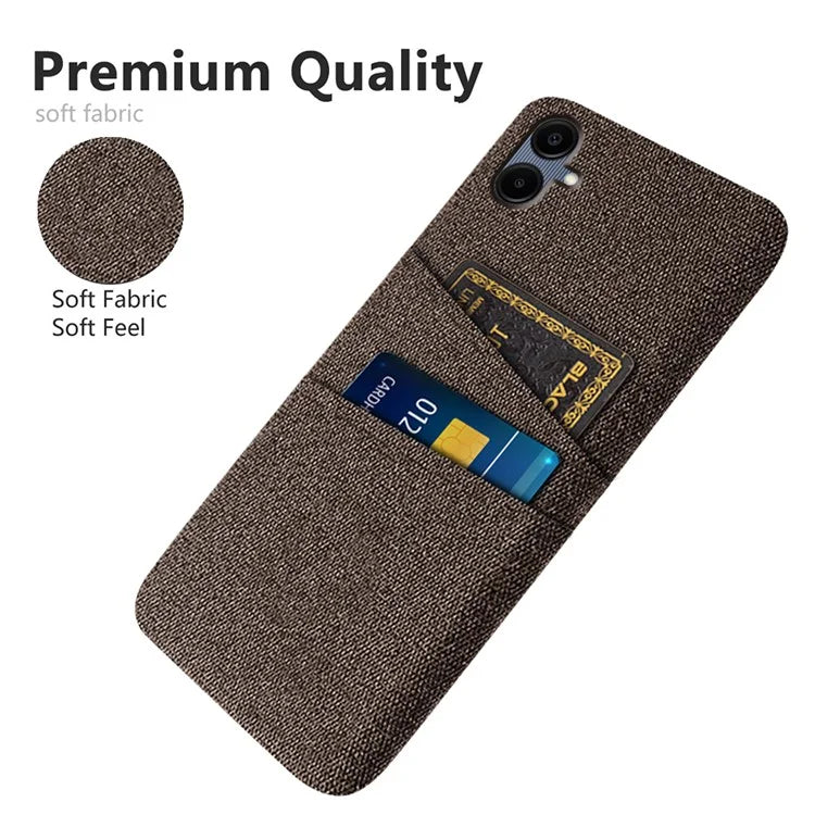 For Samsung Galaxy A06 Case Cloth + Hard PC Phone Cover with Dual Card Slots