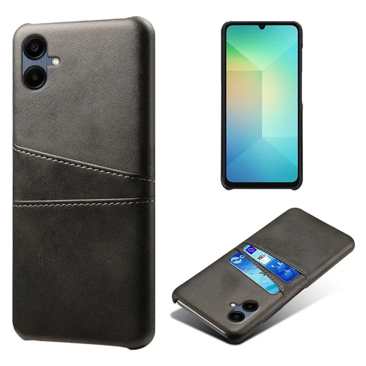 For Samsung Galaxy A06 Case Dual Card Slots PU Leather + Hard PC Phone Cover
