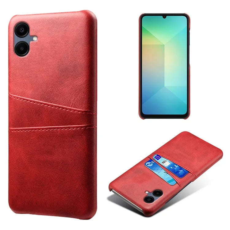 For Samsung Galaxy A06 Case Dual Card Slots PU Leather + Hard PC Phone Cover