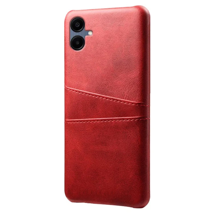 For Samsung Galaxy A06 Case Dual Card Slots PU Leather + Hard PC Phone Cover