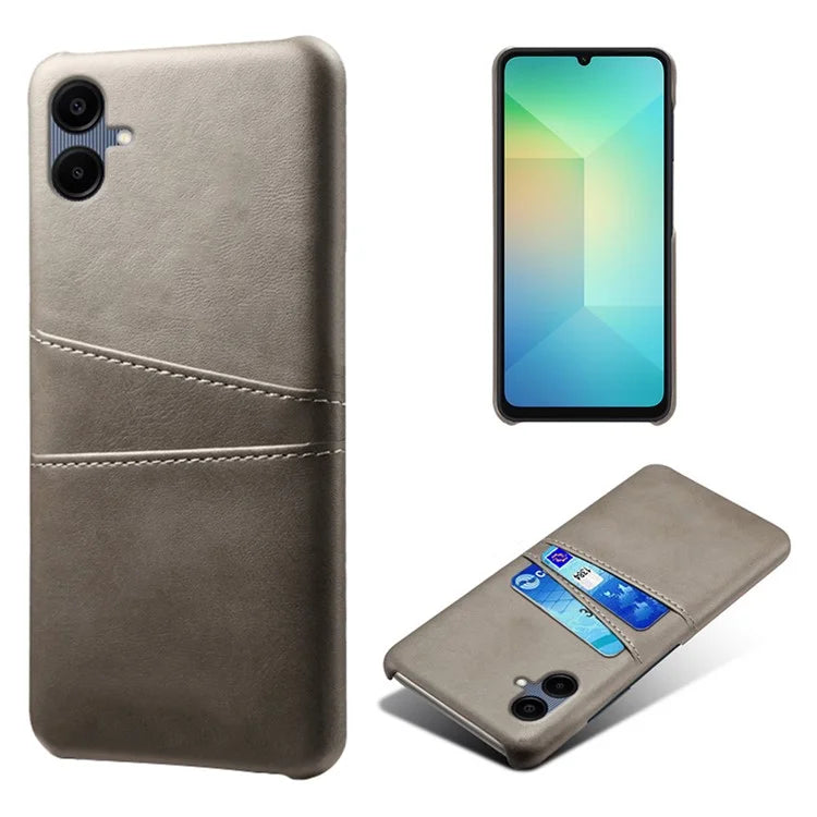 For Samsung Galaxy A06 Case Dual Card Slots PU Leather + Hard PC Phone Cover