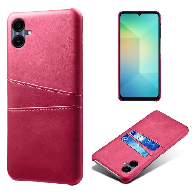 For Samsung Galaxy A06 Case Dual Card Slots PU Leather + Hard PC Phone Cover