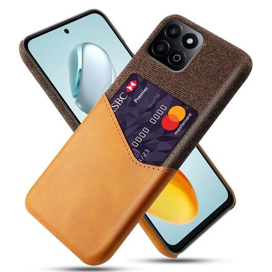 For Honor Play 60 Plus 5G Case Cloth Texture PU Leather Hard PC Card Slot Phone Cover