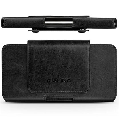 QIALINO Universal Genuine Cow Leather Waist Pouch Case for Under 6.9-inch Phones Drop-Proof Business Style Phone Bag