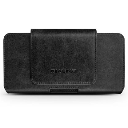 QIALINO Universal Genuine Cow Leather Waist Pouch Case for Under 6.9-inch Phones Drop-Proof Business Style Phone Bag
