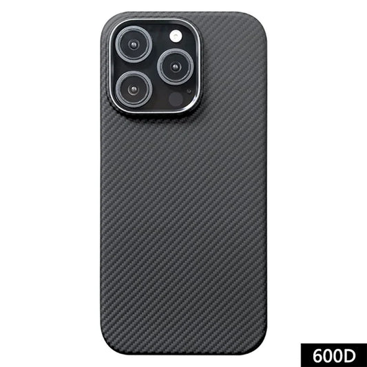 For iPhone 16 Pro Case 600D Fine Texture Aramid Fiber Phone Cover with Metal Lens Frame - Black