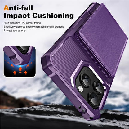 For iPhone 16 Pro Max Case Card Slot Kickstand Leather+TPU Reinforced Corner Phone Cover
