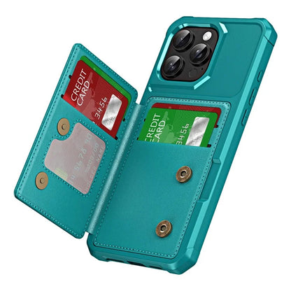 For iPhone 16 Pro Max Case Card Slot Kickstand Leather+TPU Reinforced Corner Phone Cover