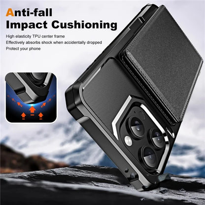 For iPhone 16 Pro Case Card Slot Kickstand Leather+TPU Reinforced Corner Phone Cover