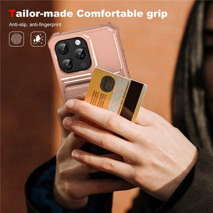 For iPhone 16 Pro Case Card Slot Kickstand Leather+TPU Reinforced Corner Phone Cover