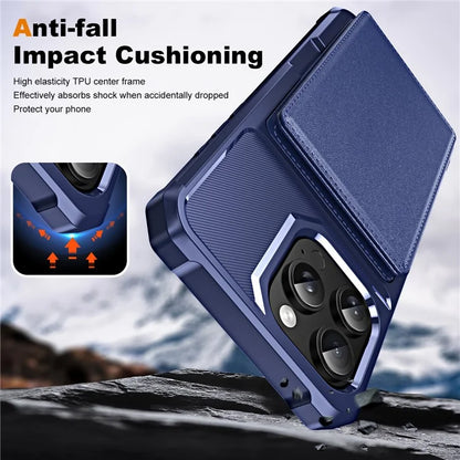 For iPhone 16 Pro Case Card Slot Kickstand Leather+TPU Reinforced Corner Phone Cover