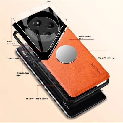 For Xiaomi Redmi 14C 4G Case Leather Coated PC+TPU Phone Back Cover